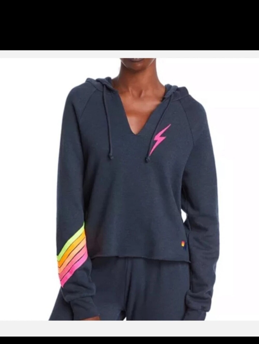 Aviator Nation Bolt Chevron Cropped Hoodie S